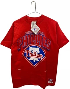 Vintage Philadelphia Phillies 90s Nutmeg Made In USA MLB Shirt Red Large NWT - Picture 1 of 9