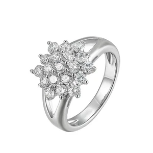 White Gold  D/VS 1.00 Ct Round Cut Lab Grown Diamond Cluster Ring - Size H To S - Picture 1 of 9
