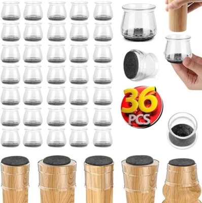 Protetor de perna de cadeira 36 peças para pisos de madeira e vinil serve para todas as formas - Imagem 1 de 4