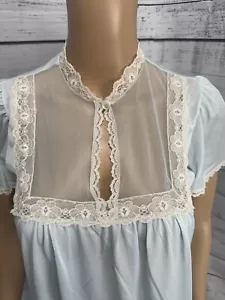 Vintage transparentes Spitzenmieder langes viktorianisch inspiriertes romantisches Nachthemd Beau Monde 60er - Bild 1 von 15