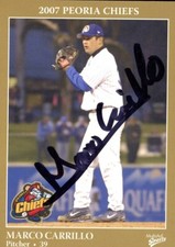 2007 Peoria Chiefs MARCO CARRILLO Signed Card autograph CUBS MEXICO