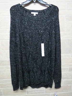 NEW Studio Works XL Sweater Black w/ Metallic Silver NWT - Image 1 of 4