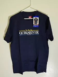 New With Tags Dark Blue Size L Quiksilver T-shirt Graphic, Skate Surf - Picture 1 of 6