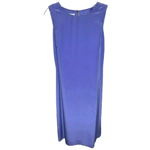 Maggy London Women's Sheath Dress Sleeveless 100% Silk Blue Crew Neck Tie Size 6 - Picture 1 of 9
