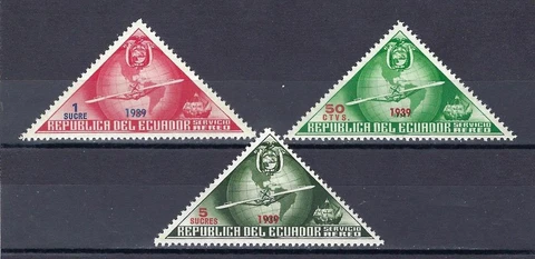 Ecuador 1939 Airmail red and blue overprints Plane Ship privet issue MNH Cover