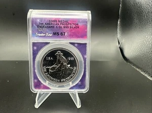 1985 Engelhard American Prospector 1 Troy Oz Silver Round - ANACS MS67 - Picture 1 of 4