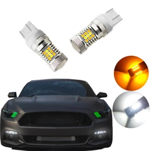 Switchback 28-SMD LED Bulbs Fit 2015-up Ford Mustang as Turn Signal Lights & DRL - Picture 1 of 10