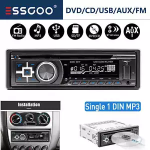 Radio estéreo para automóvil con reproductor de CD DVD MP3 USB Bluetooth FM AUX Radio individual 1 DIN - Imagen 1 de 12