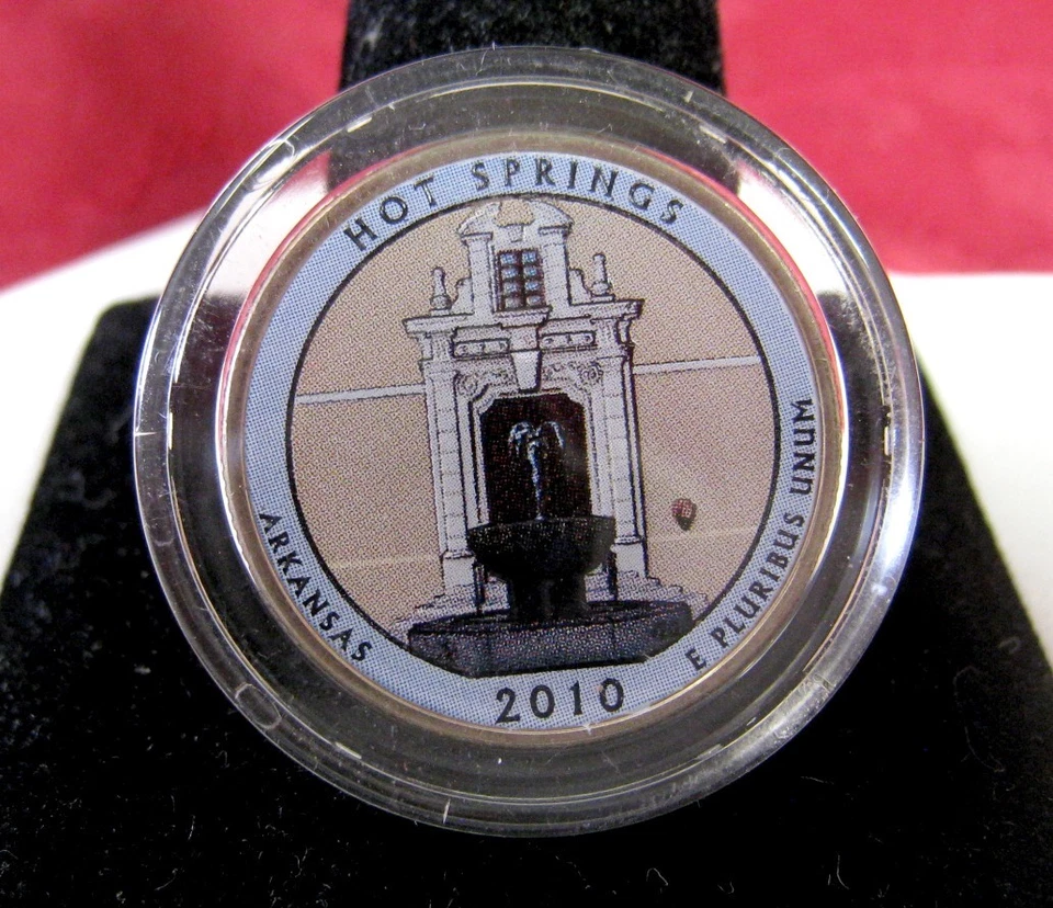 2010 HOT SPRINGS COLORED ARKANSAS AMERICA'S BEAUTIFUL NATIONAL PARKS QUARTER (D) - Image 1 of 1