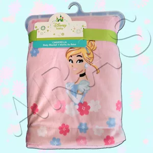 Disney Princess Cinderella Velboa Pink Plush Baby Blanket  Fleece Flower - Picture 1 of 2