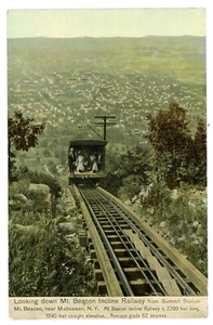 Beacon NY -RAILWAY CAR ON INCLINE RAILROAD UP MT BEACON- Postcard Matteawan RPO - Picture 1 of 2