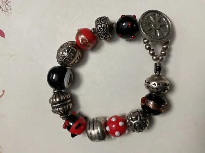 Pulsera deslumbrante cuentas de cristal de Murano cuentas de peltre firmadas Foto 1 de 3