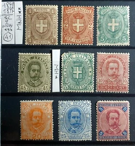 ITALY KINGDOM 1891-97 UMBERTO I THIRD COMPLETE SERIES NEW - 9 STAMPS NEW**/* - Picture 1 of 3