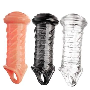 Extensor HOMBRE Alargador de Condón Vaina Potenciador de Circunferencia del Pene Manga Realista - Imagen 1 de 23