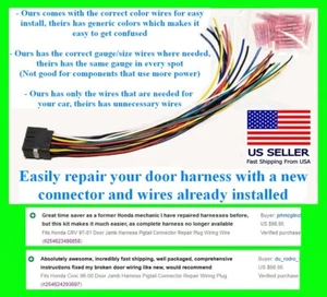 fits Honda Prelude 97-01 Door Jamb Harness Connector Repair Wiring Plug Pigtail - Bild 1 von 2