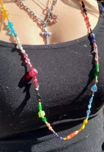 Collana Perline di Vetro Colorata Festival Boho Amicizia Unisex Sementi adolescente - Foto 1 di 11