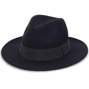 Wool Felt Wide Brim Fedora Hats for Women Men Black-L - Picture 1 of 7