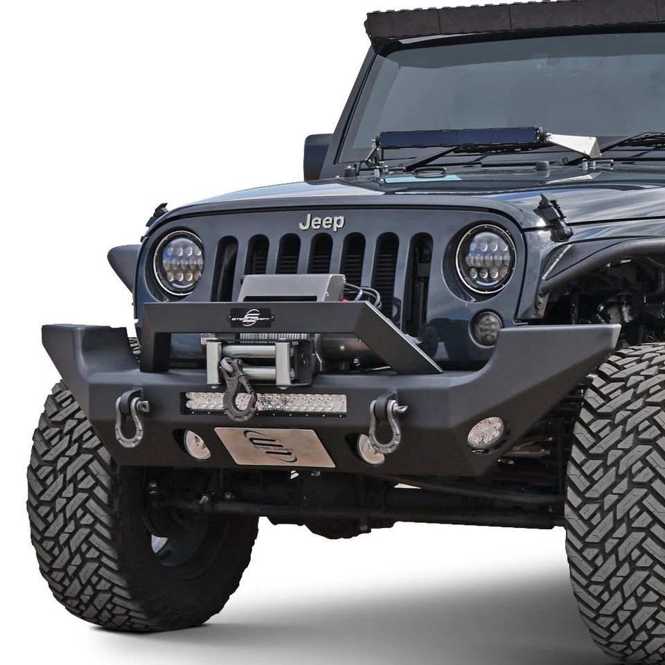For Jeep Gladiator 20-24 Full Width Black Front Winch HD Bumper w Hoop Foto 1 de 4