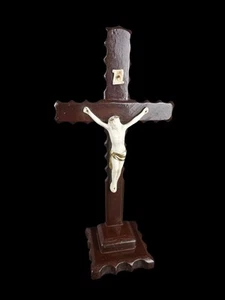 Crucifijo de altar vintage / cruz / cruz de altar - madera porcelana 26 cm - años 60 - Imagen 1 de 4