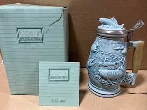 Avon 1990 Freshwater Fishing Blue Stein Handcrafted in Brazil NIB #258126 - Picture 1 of 10