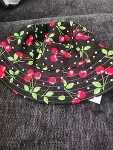 Handmade Reversible Kids Sun Hat with Cherries NEW 18-36 months (large) - Picture 1 of 5