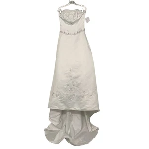 Davids Bridal White Strapless Beaded Wedding Dress W/ Train Size 10 $499 - Picture 1 of 13