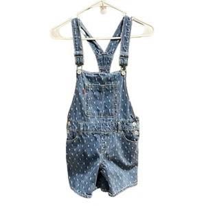 Levi's Denim Swiss Dot Shortalls 100% Cotton Pockets Size 12 Regular Girls  - Picture 1 of 7
