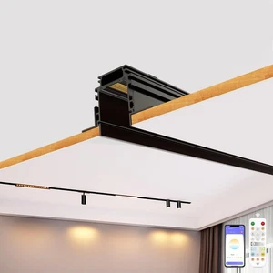 Magnetic Track Lighting Rail, 4-Wire Recessed Aluminum Rail for LED Track Lig... - Foto 1 di 9