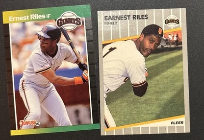 1989 Ernest Riles Earnest TYPO Fleer Donruss Earnie Riles Baseball Cards - Image 1 of 2