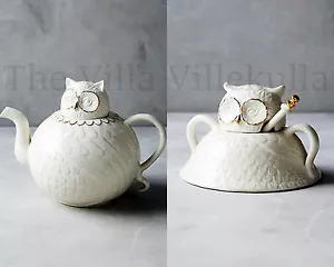 New Anthropologie BALDUCCI Owl Tea Set / Teapot & Sugar Bowl ~ WILD MASQUERADE - Picture 1 of 3