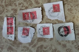 6x Qld Postmark Stamps on paper 1937-1941 Australia 2d Red George VI WW2 era - Picture 1 of 2