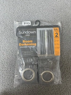 Sundown Eclipse Room Darkening Curtain 2 Panel Pair Gray 78"WX84"L - Image 1 of 4