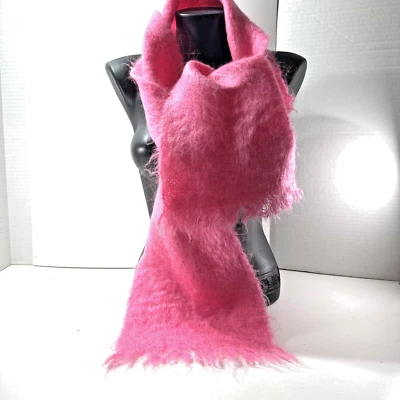Bufanda de lana vintage Estate años 70 rosa brillante 66" X 8,5" ¡MUY BONITA! leer por favor Foto 1 de 4