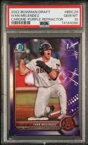 2022 Bowman Draft Ivan Melendez 1st Purple Refractor /250 PSA 10 Gem - Picture 1 of 2