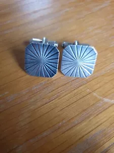 Vintage 925 Sterling Silver & Metal Starburst Pattern Cufflinks Pls Read Descrip - Picture 1 of 9
