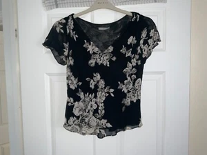 MARKS AND SPENCER LADIES BLACK FLORAL SHEER TOP SIZE 12 NEW NO TAGS - Picture 1 of 3