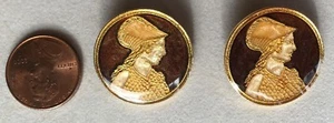ZWEI (2) schöne kalt emaillierte ELEANOR OF AQUITAINE Knöpfe in braun - 3/4"  - Bild 1 von 5
