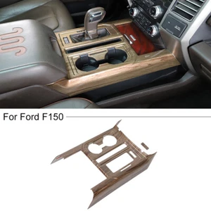 Gear Shift Panel /Cup Holder Cover Trim Bezel For Ford F150 2015-2020 Wood Grain - Foto 1 di 10