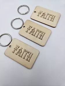 Christian Engraved Wood Keychain FAITH, FREE SHIPPING - Picture 1 of 3