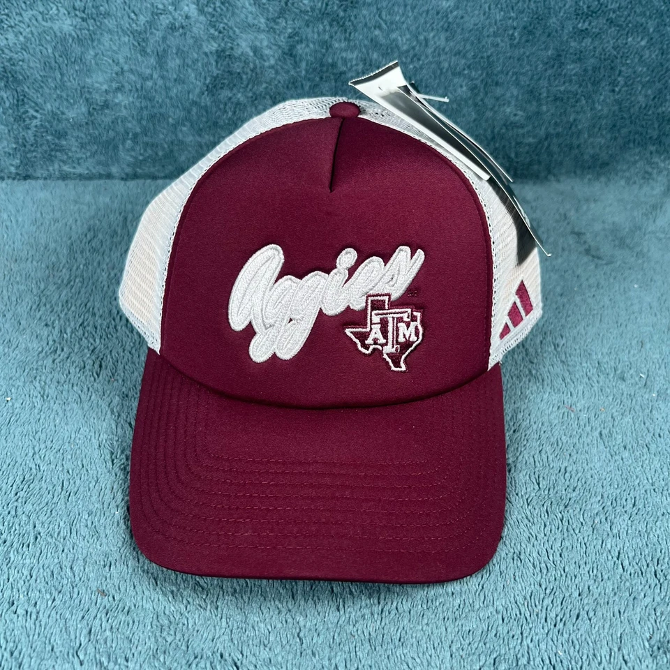 adidas Texas A&M Cap Mens Aggies Trucker Hat Foam OSFM Maroon White Snapback