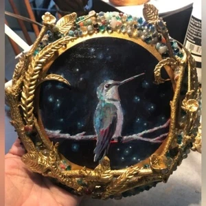 Original Painting Hummingbird Bird Art NEW Home Decor sculpture shire Artettina - Picture 1 of 6