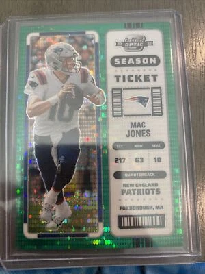 Mac Jones 2022 Optic Contenders /30 Green Pulsar SSP Prizm Ticket #50 Patriots - Image 1 of 2