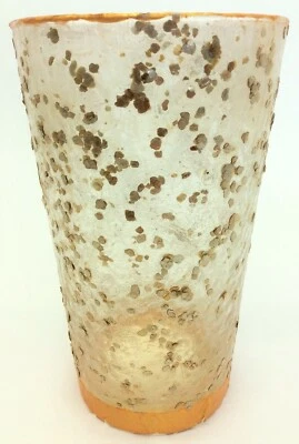 Florero decorativo inusual único artesanal de vidrio en escamas de oro para celebración Foto 1 de 4