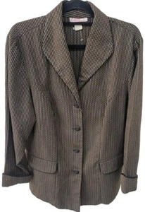 Chaqueta Blazer Vintage Diana Marco Marrón/Rayas Para Mujer Talla 16w Años 80 - Imagen 1 de 10