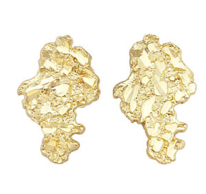 Men's 10k Yellow Gold Nugget Earrings 