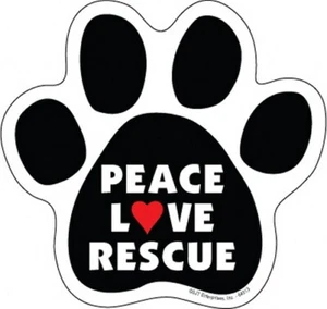Peace Love Rescue PAW PRINT Dog Cat Fridge Car Magnet 5"x5" Large Size USA Made - Picture 1 of 3