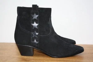 YSL Saint Laurent LUKAS Bota Occidental Gamuza Negra Estrellas Para Hombre Talla 42/US9, UK 8 - Imagen 1 de 10