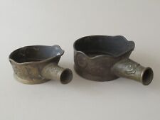 2 OLD CHINESE BRONZE IRONS - DRAGON HEAD HANDLES -- QING DYNASTY -- 19TH CENTURY