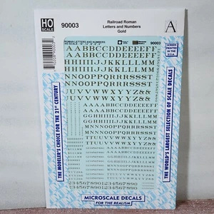 Alphabets & Numbers Railroad Roman Gold Microscale Decal 90003 All Scales - Picture 1 of 3