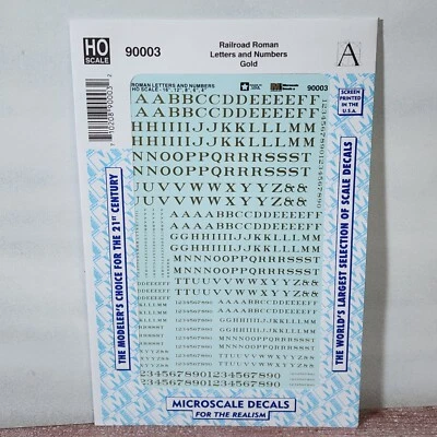 Alphabets & Numbers Railroad Roman Gold Microscale Decal 90003 All Scales - Image 1 of 3